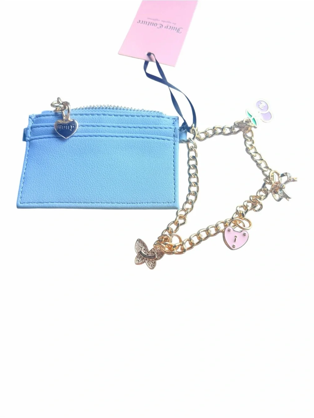Juicy Couture Baby Blue Charm Card Case Wallet NWT Box